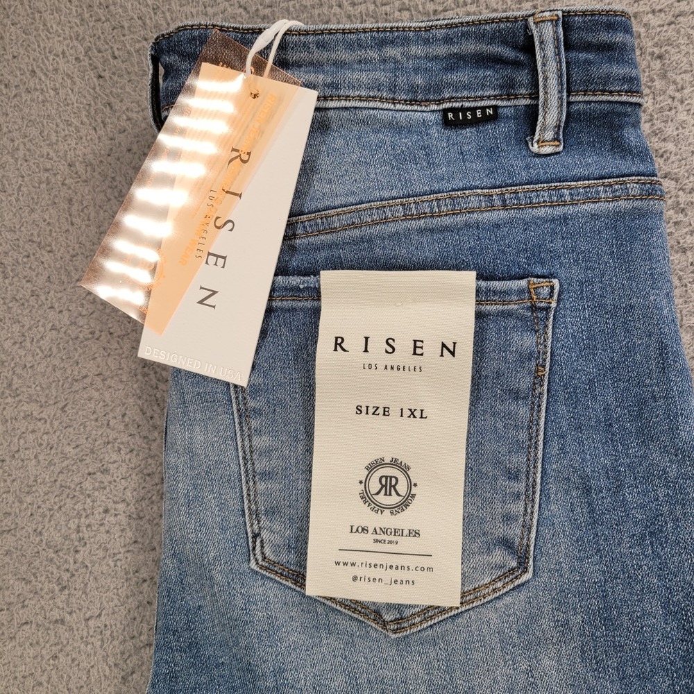 RISEN Jeans Size 1XL Mid Rise Straight Leg Medium Wash Denim 36x35 NEW - Picture 4 of 16